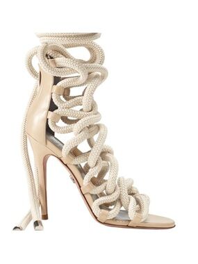 Monika Chiang Cream Rope Lace-Up Stiletto Sandals